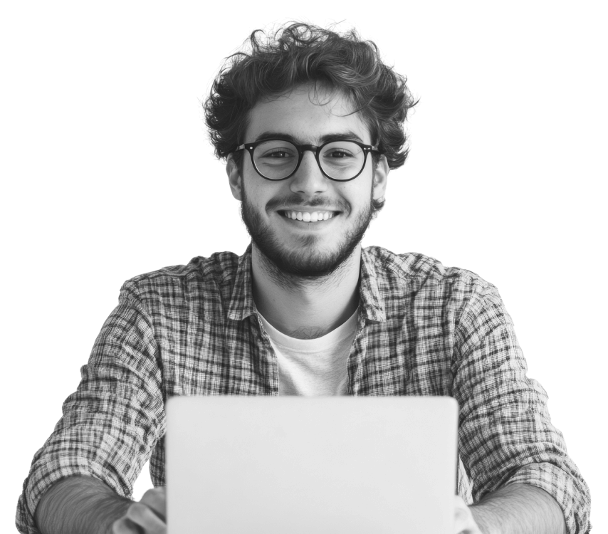 Happy man with laptop